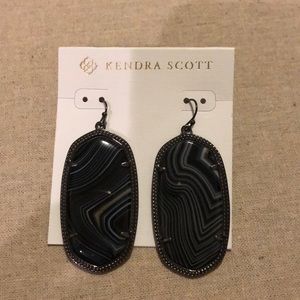 Kendra Scott Black Banded Agate Danielle Earrings